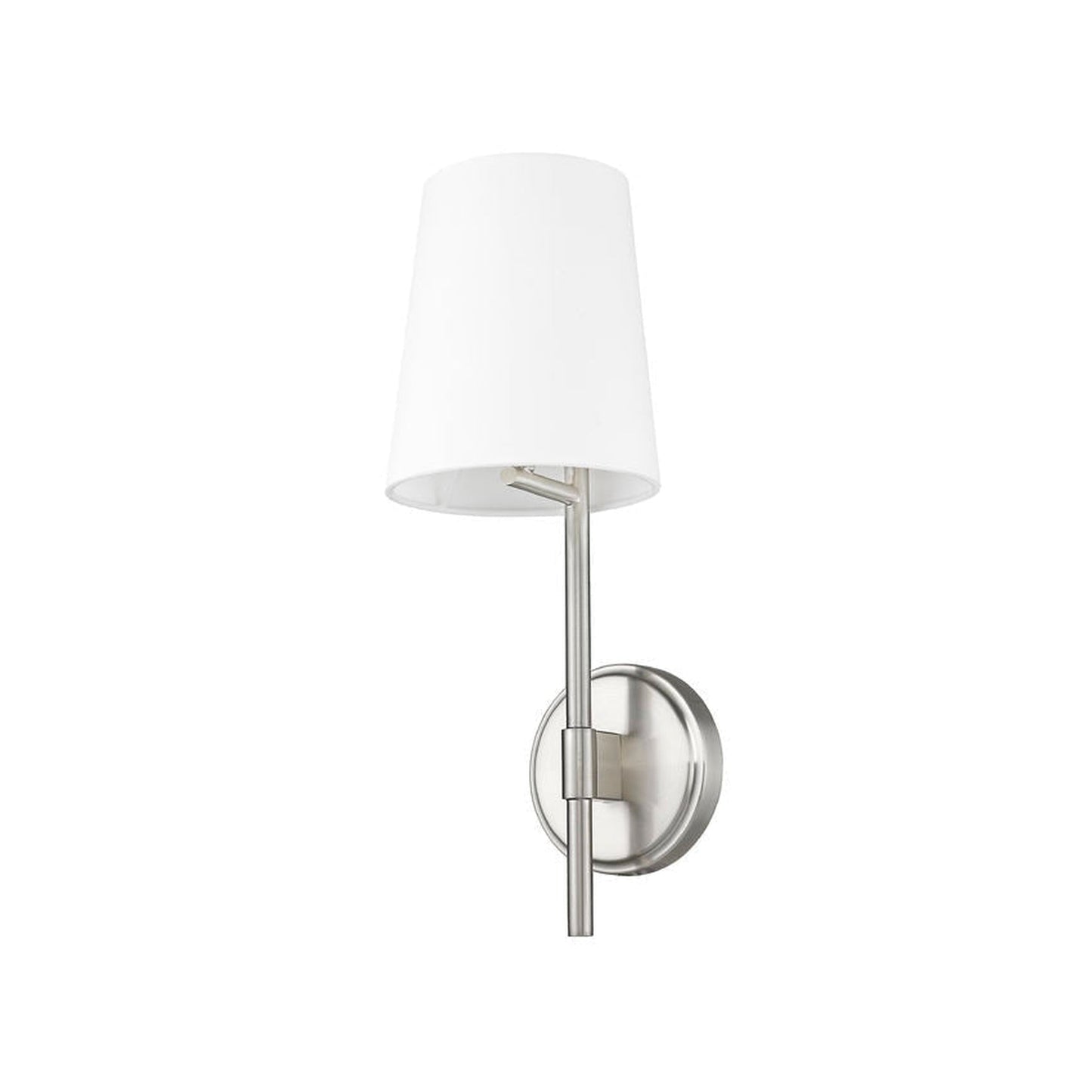 Z-Lite Winward 6" 1-Light Brushed Nickel Wall Sconce With White Fabric Shade
