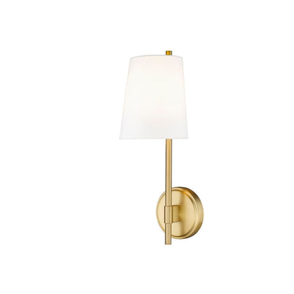 Z-Lite Winward 6" 1-Light Olde Brass Wall Sconce With White Fabric Shade