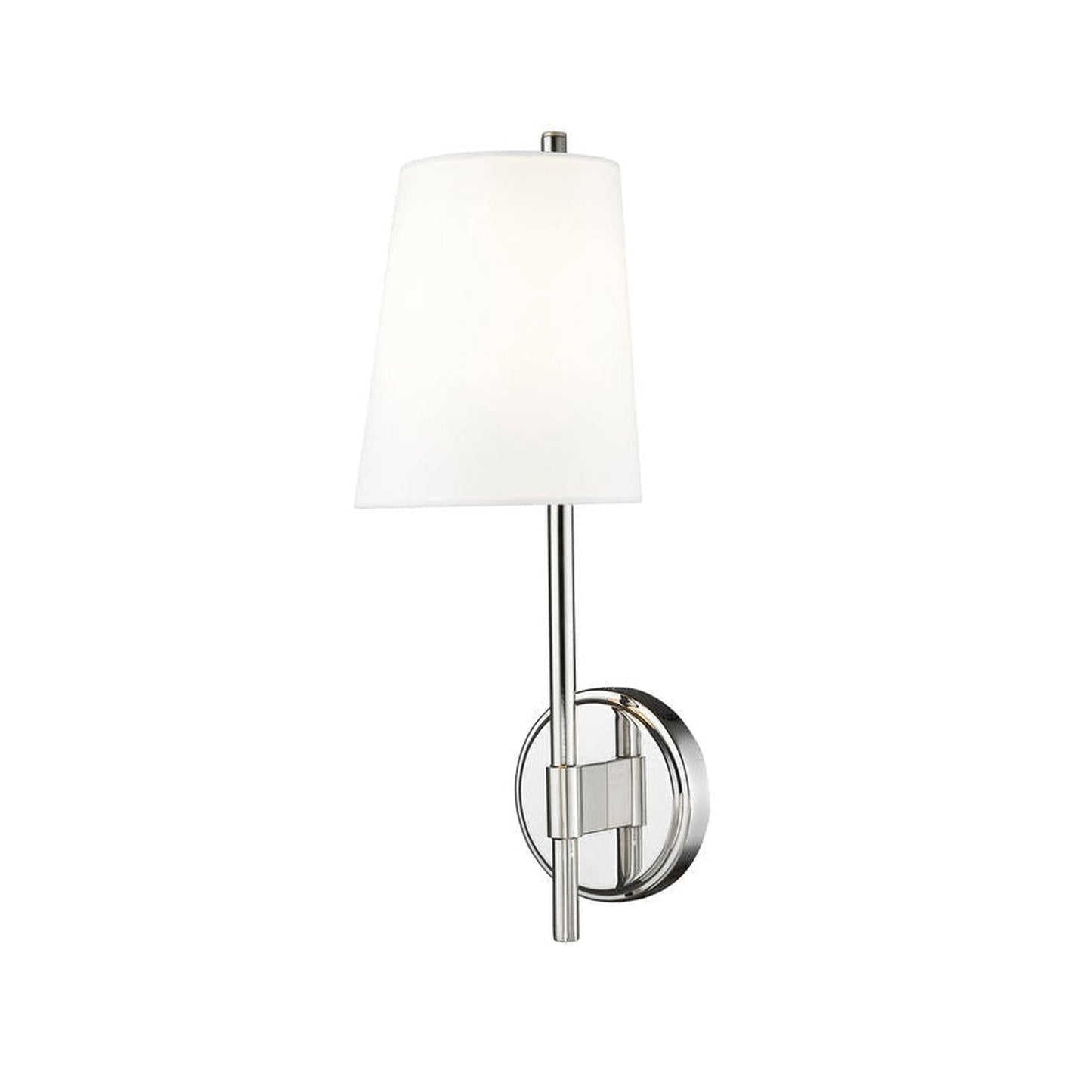 Z-Lite Winward 6" 1-Light Polished Nickel Wall Sconce With White Fabric Shade