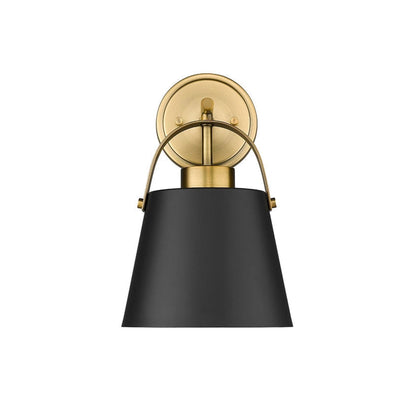 Z-Lite Z-Studio 8" 1-Light Matte Black and Heritage Brass Wall Sconce With Matte Black Steel Shade