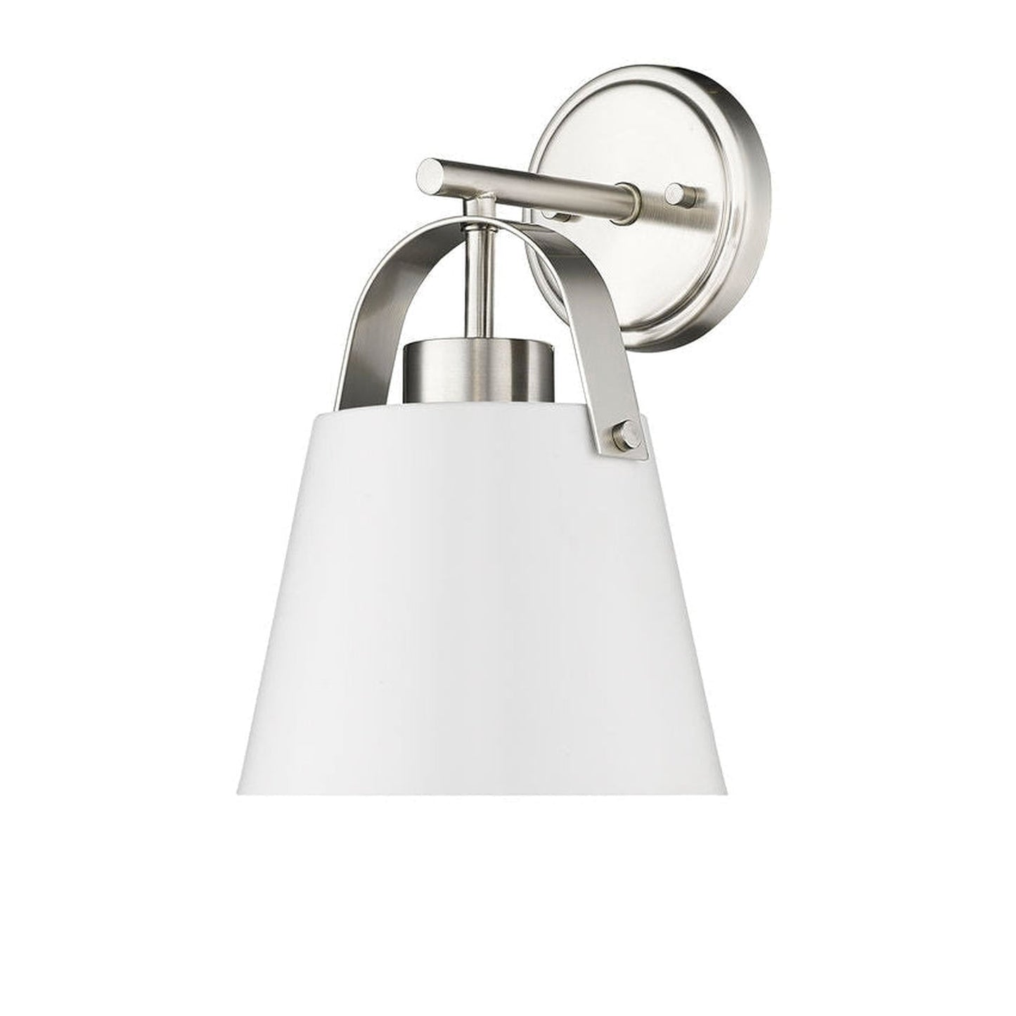 Z-Lite Z-Studio 8" 1-Light Matte White and Brushed Nickel Wall Sconce With Matte White Steel Shade