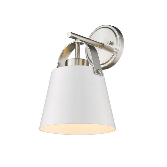 Z-Lite Z-Studio 8" 1-Light Matte White and Brushed Nickel Wall Sconce With Matte White Steel Shade