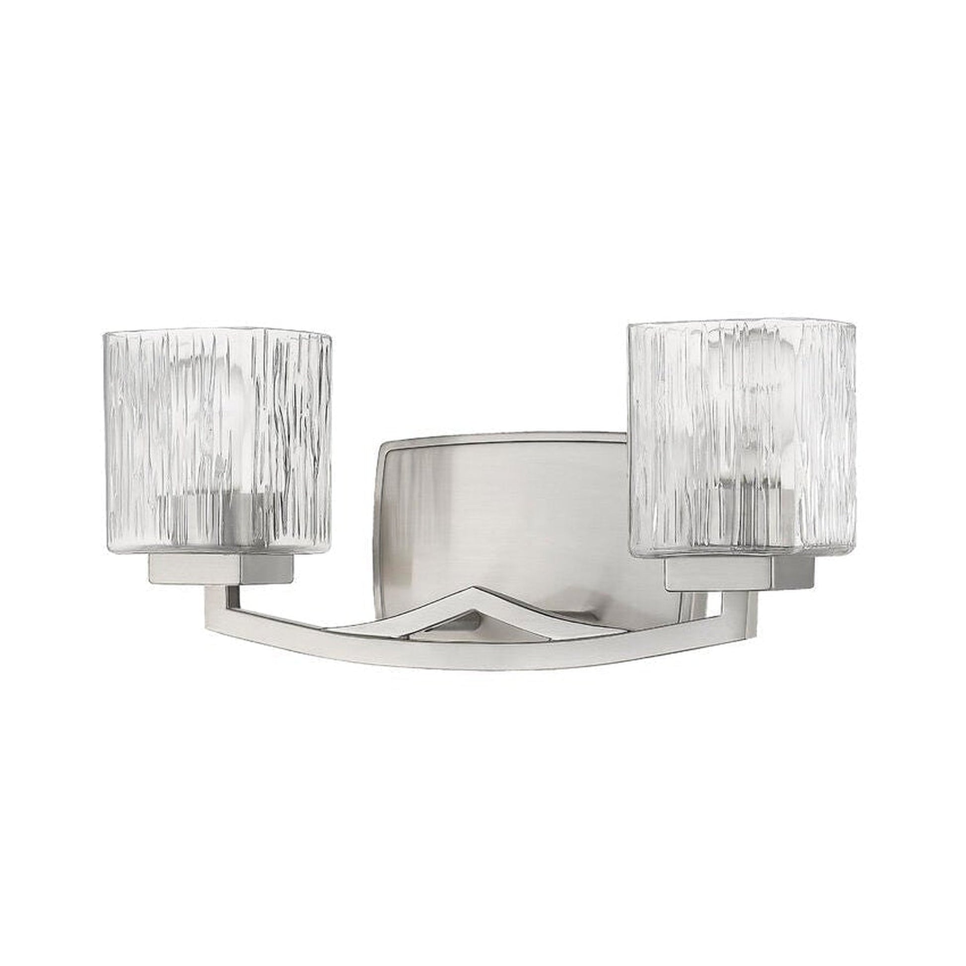 Z-Lite Zaid 16" 2-Light Brushed Nickel Vanity Light With Chisel Glass Shade