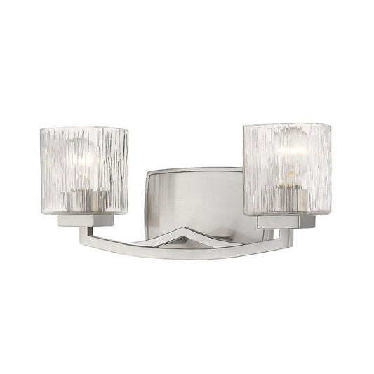 Z-Lite Zaid 16" 2-Light Brushed Nickel Vanity Light With Chisel Glass Shade
