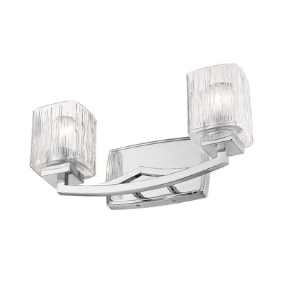 Z-Lite Zaid 16" 2-Light Chrome Vanity Light With Chisel Glass Shade