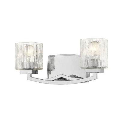 Z-Lite Zaid 16" 2-Light Chrome Vanity Light With Chisel Glass Shade