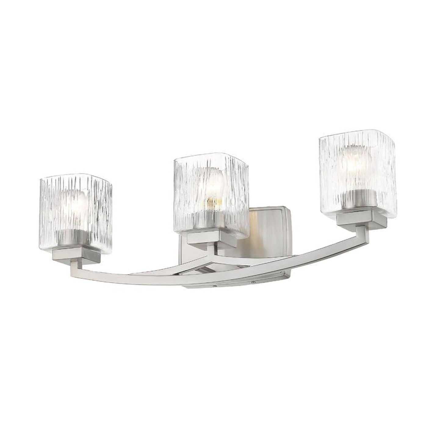 Z-Lite Zaid 24" 3-Light Brushed Nickel Vanity Light With Chisel Glass Shade