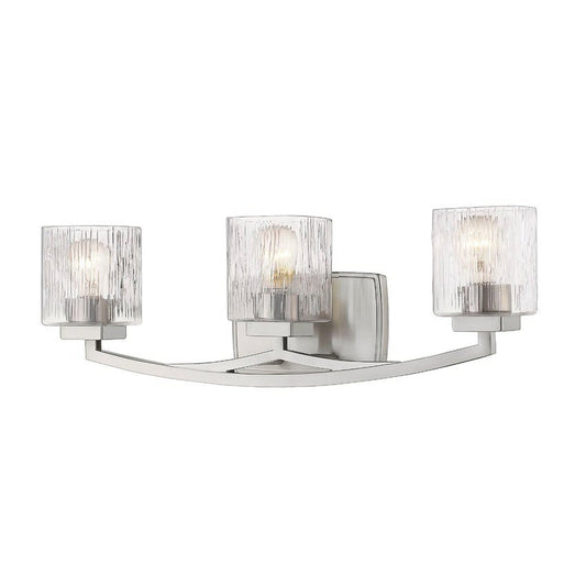 Z-Lite Zaid 24" 3-Light Brushed Nickel Vanity Light With Chisel Glass Shade