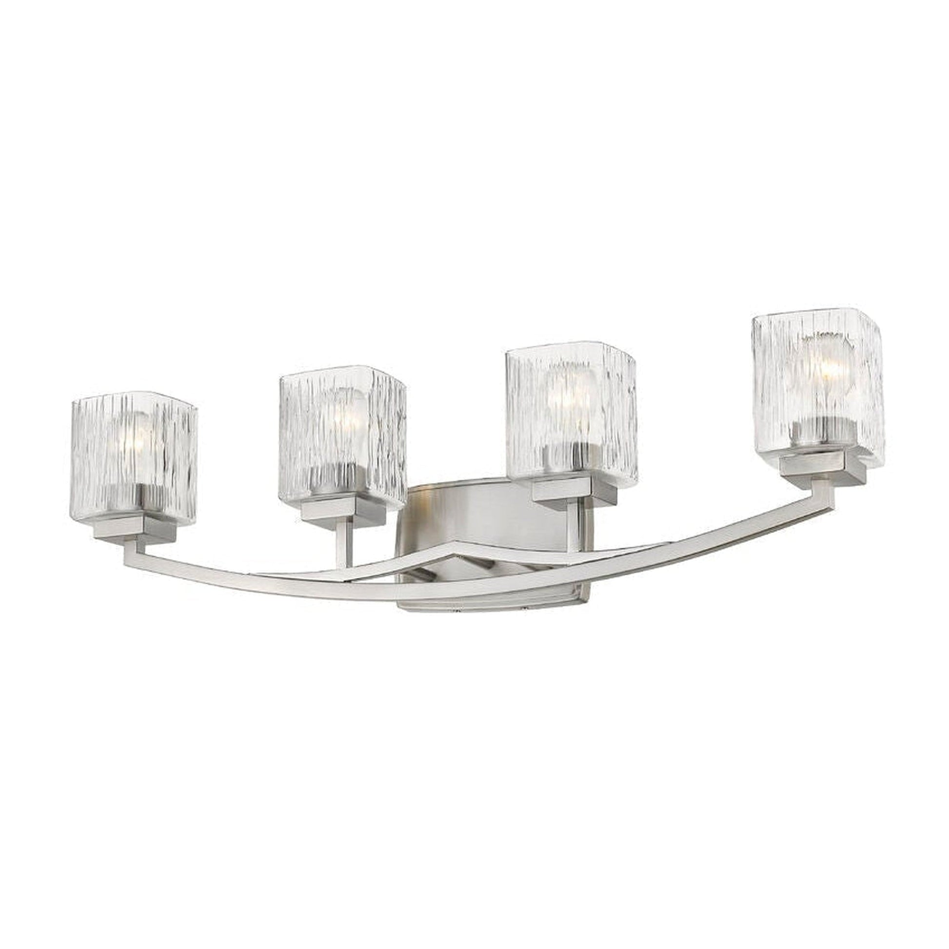 Z-Lite Zaid 32" 4-Light Brushed Nickel Vanity Light With Chisel Glass Shade