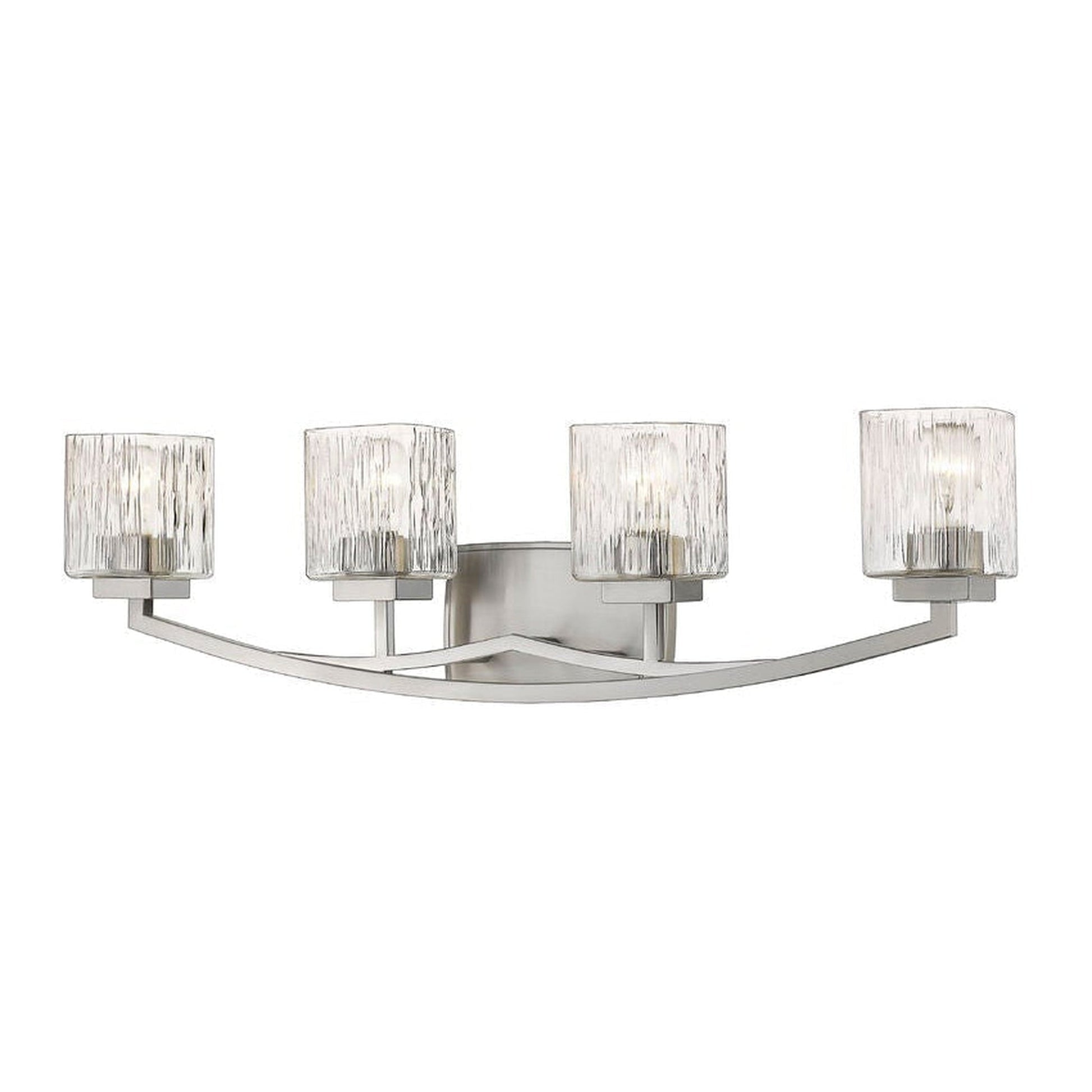 Z-Lite Zaid 32" 4-Light Brushed Nickel Vanity Light With Chisel Glass Shade