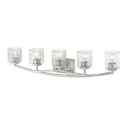 Z-Lite Zaid 40" 5-Light Brushed Nickel Vanity Light With Chisel Glass Shade