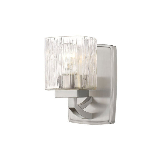 Z-Lite Zaid 5" 1-Light Brushed Nickel Wall Sconce With Chisel Glass Shade