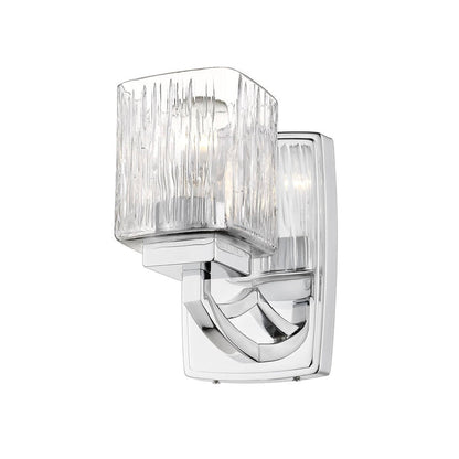 Z-Lite Zaid 5" 1-Light Chrome Wall Sconce With Chisel Glass Shade