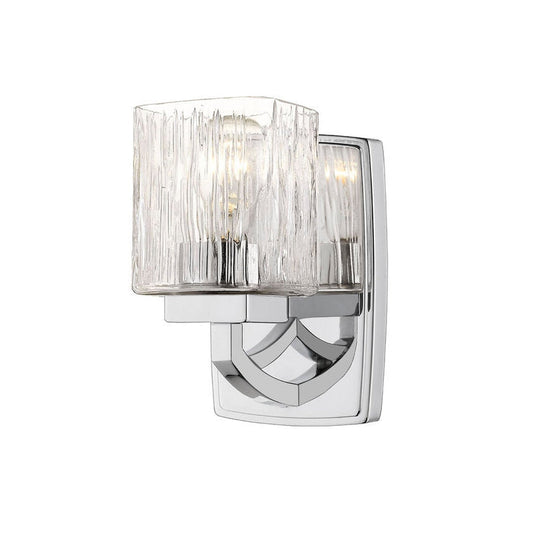 Z-Lite Zaid 5" 1-Light Chrome Wall Sconce With Chisel Glass Shade
