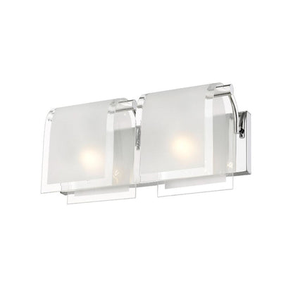 Z-Lite Zephyr 15" 2-Light Frosted Clear Beveled Glass Shade Vanity Light With Chrome Frame Finish