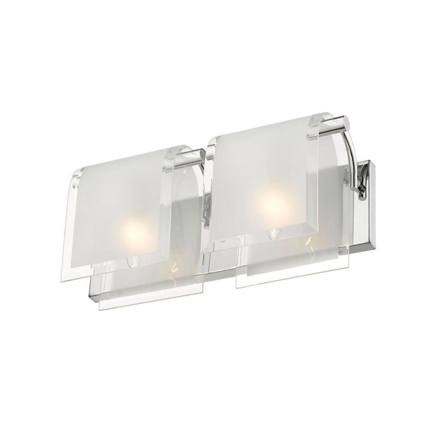 Z-Lite Zephyr 15" 2-Light Frosted Clear Beveled Glass Shade Vanity Light With Chrome Frame Finish