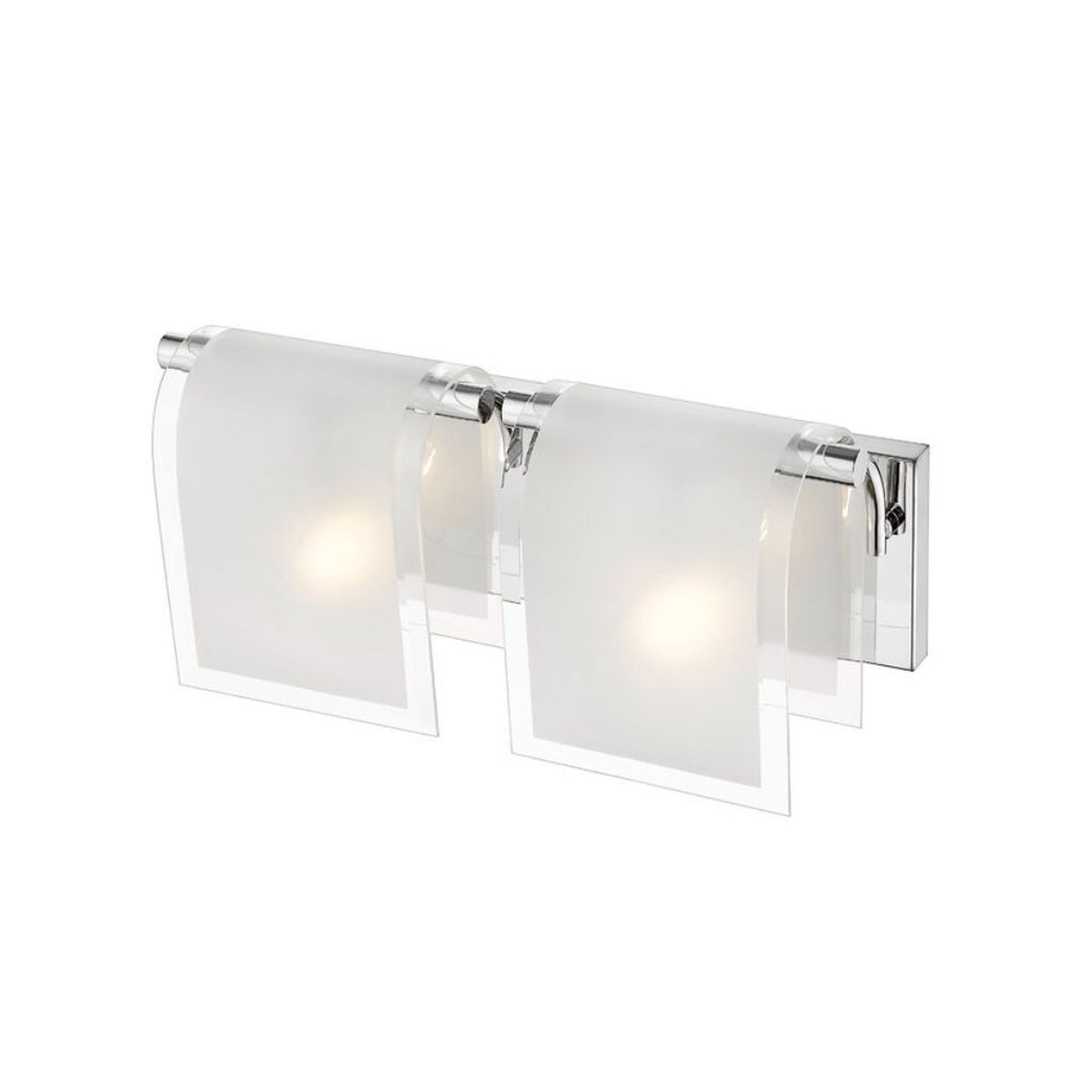 Z-Lite Zephyr 15" 2-Light Frosted Clear Beveled Glass Shade Vanity Light With Chrome Frame Finish