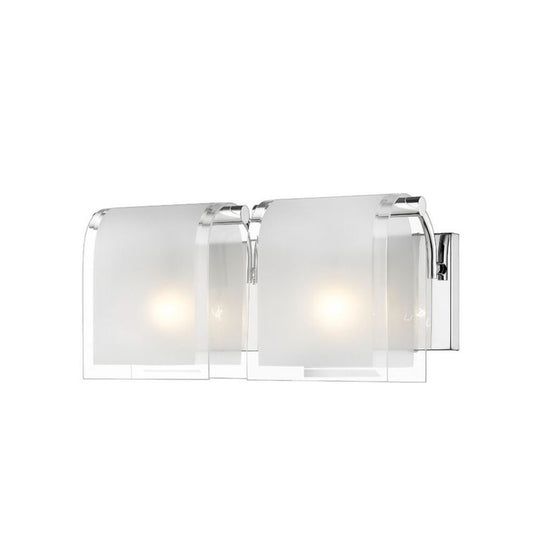 Z-Lite Zephyr 15" 2-Light Frosted Clear Beveled Glass Shade Vanity Light With Chrome Frame Finish