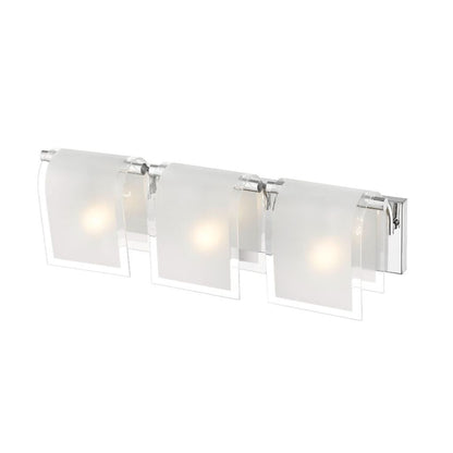 Z-Lite Zephyr 23" 3-Light Chrome Vanity Light With Clear Beveled and Frosted Glass Shade