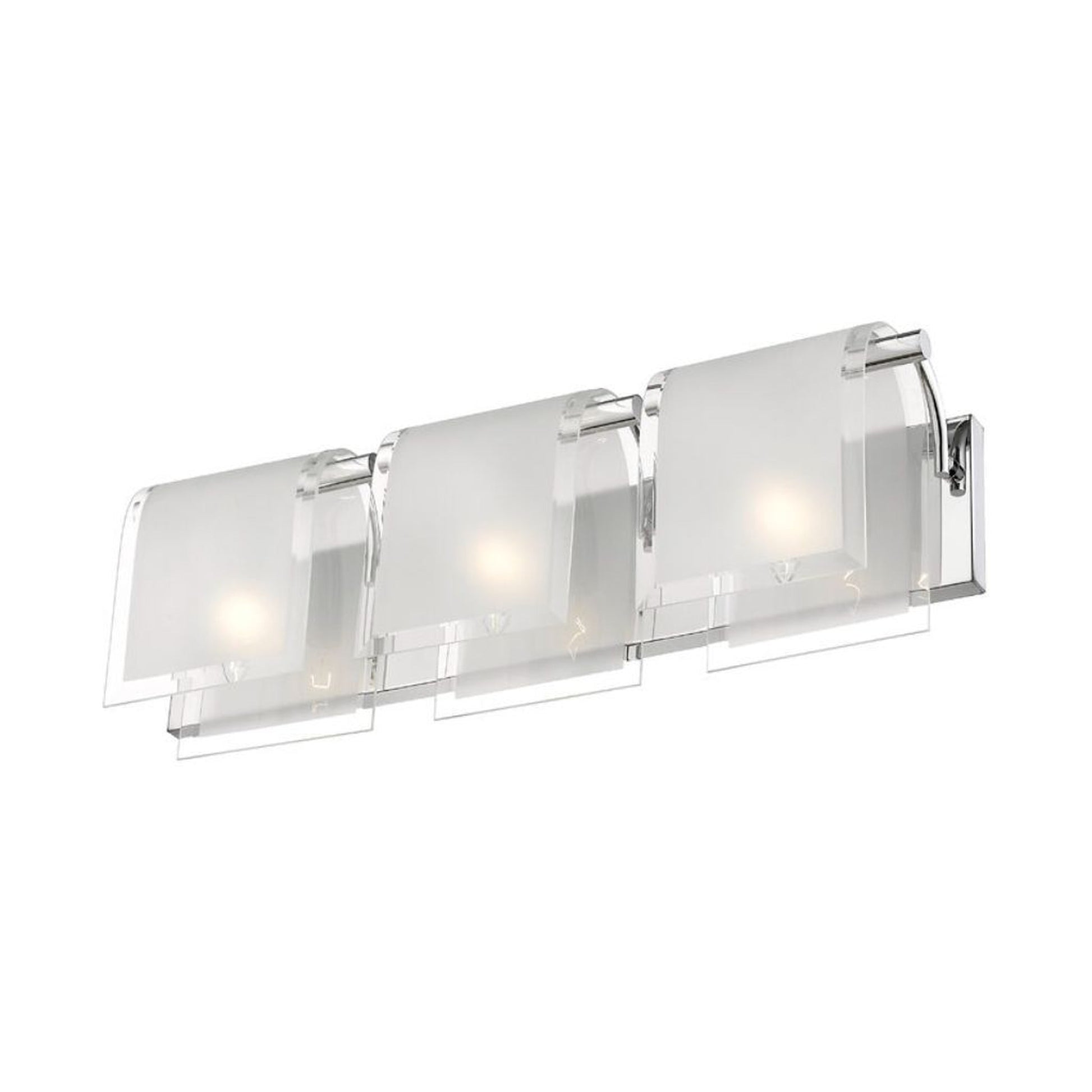 Z-Lite Zephyr 23" 3-Light Chrome Vanity Light With Clear Beveled and Frosted Glass Shade