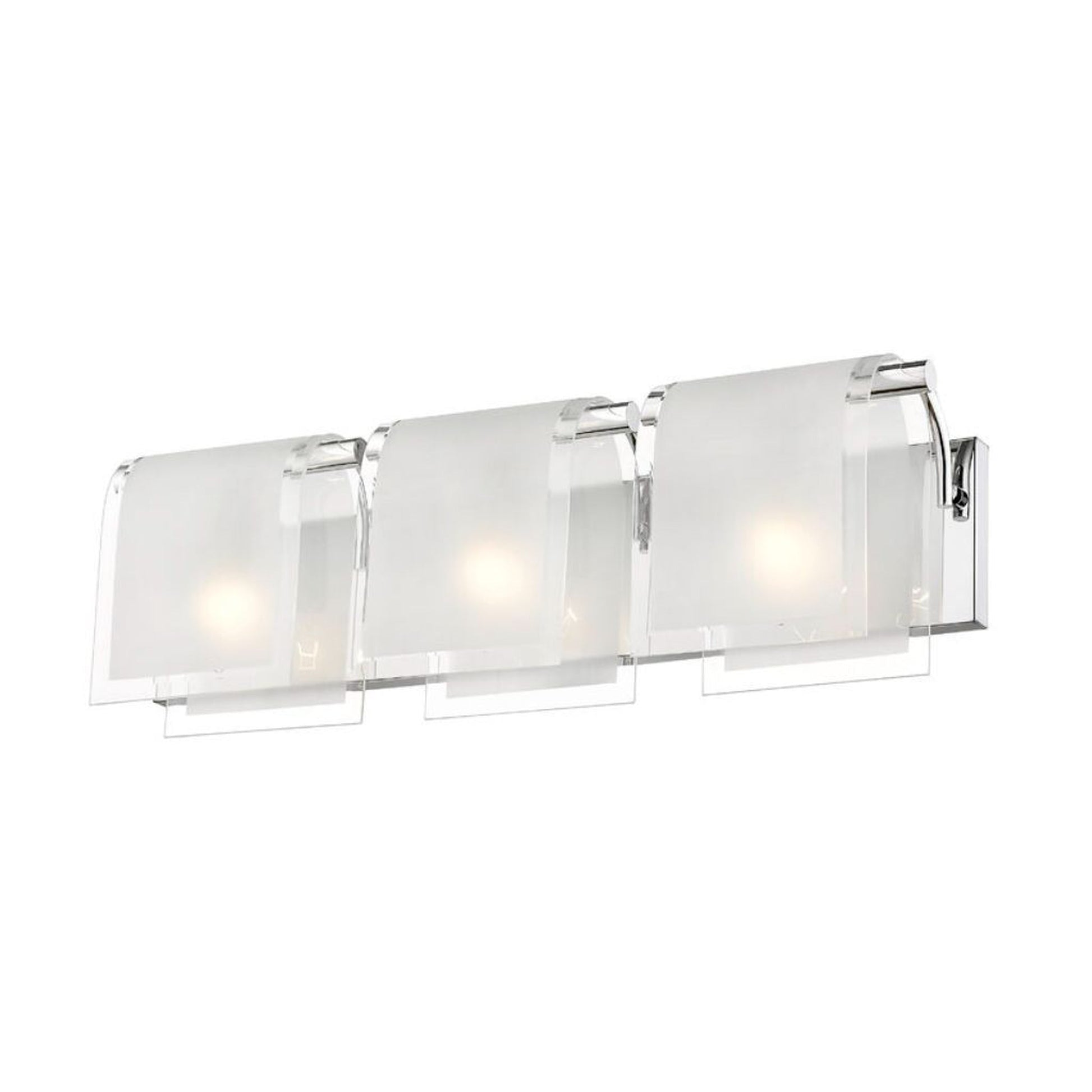 Z-Lite Zephyr 23" 3-Light Chrome Vanity Light With Clear Beveled and Frosted Glass Shade