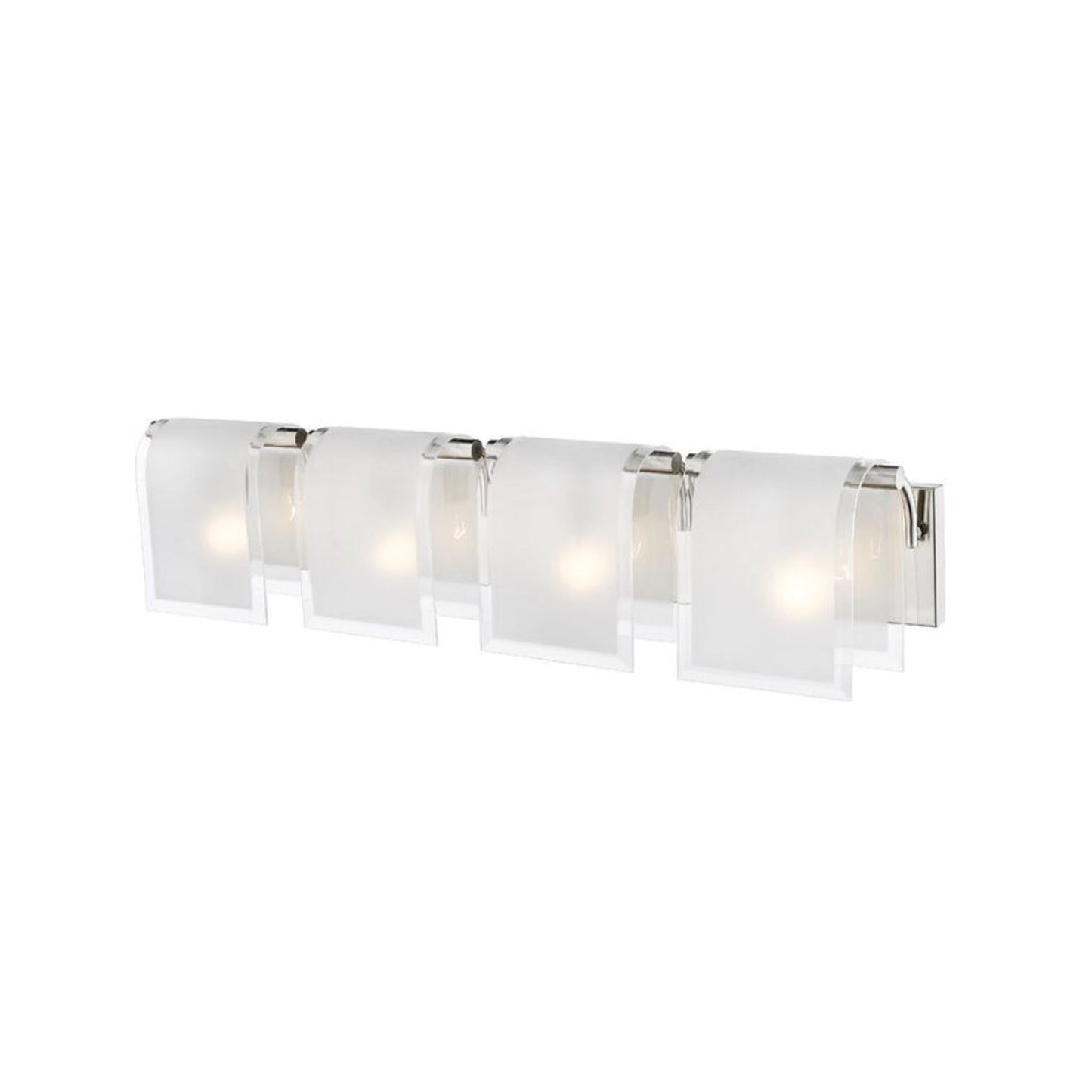 Z-Lite Zephyr 31" 4-Light Brushed Nickel Vanity Light With Clear Beveled and Frosted Glass Shade