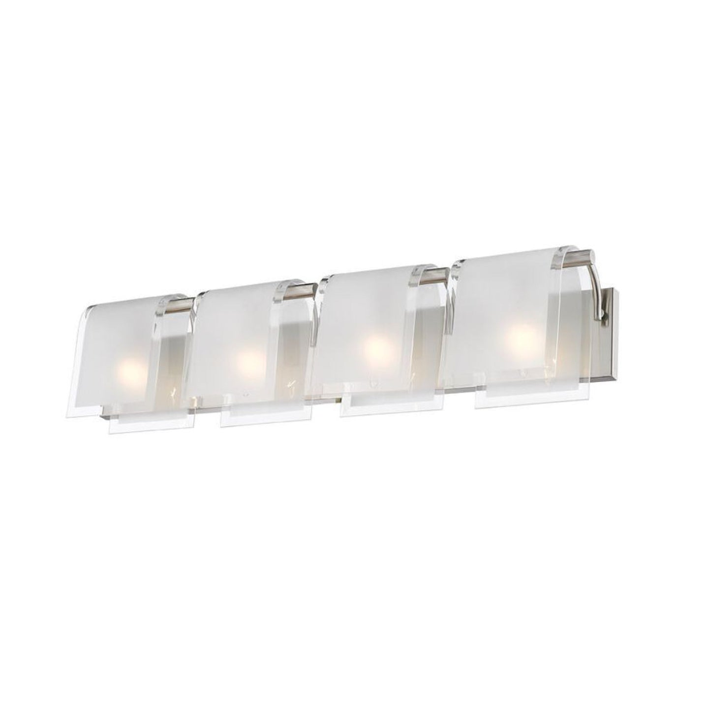 Z-Lite Zephyr 31" 4-Light Brushed Nickel Vanity Light With Clear Beveled and Frosted Glass Shade