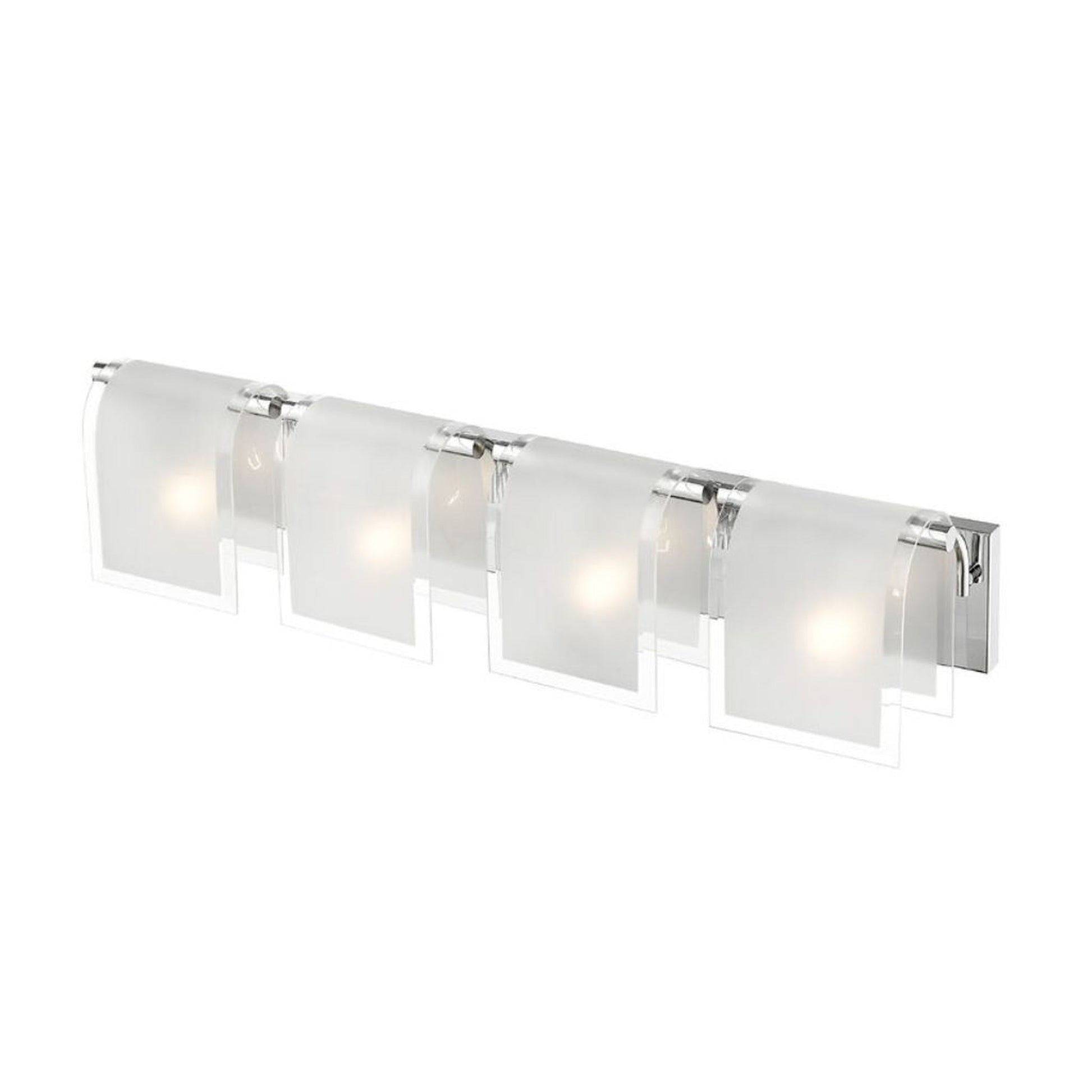 Z-Lite Zephyr 31" 4-Light Chrome Vanity Light With Clear Beveled and Frosted Glass Shade