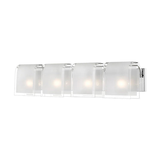 Z-Lite Zephyr 31" 4-Light Chrome Vanity Light With Clear Beveled and Frosted Glass Shade