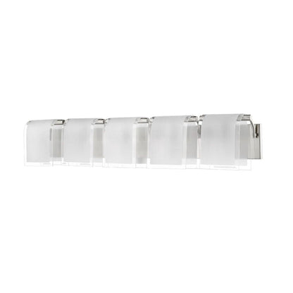 Z-Lite Zephyr 38" 5-Light Brushed Nickel Vanity Light With Clear Beveled and Frosted Glass Shade