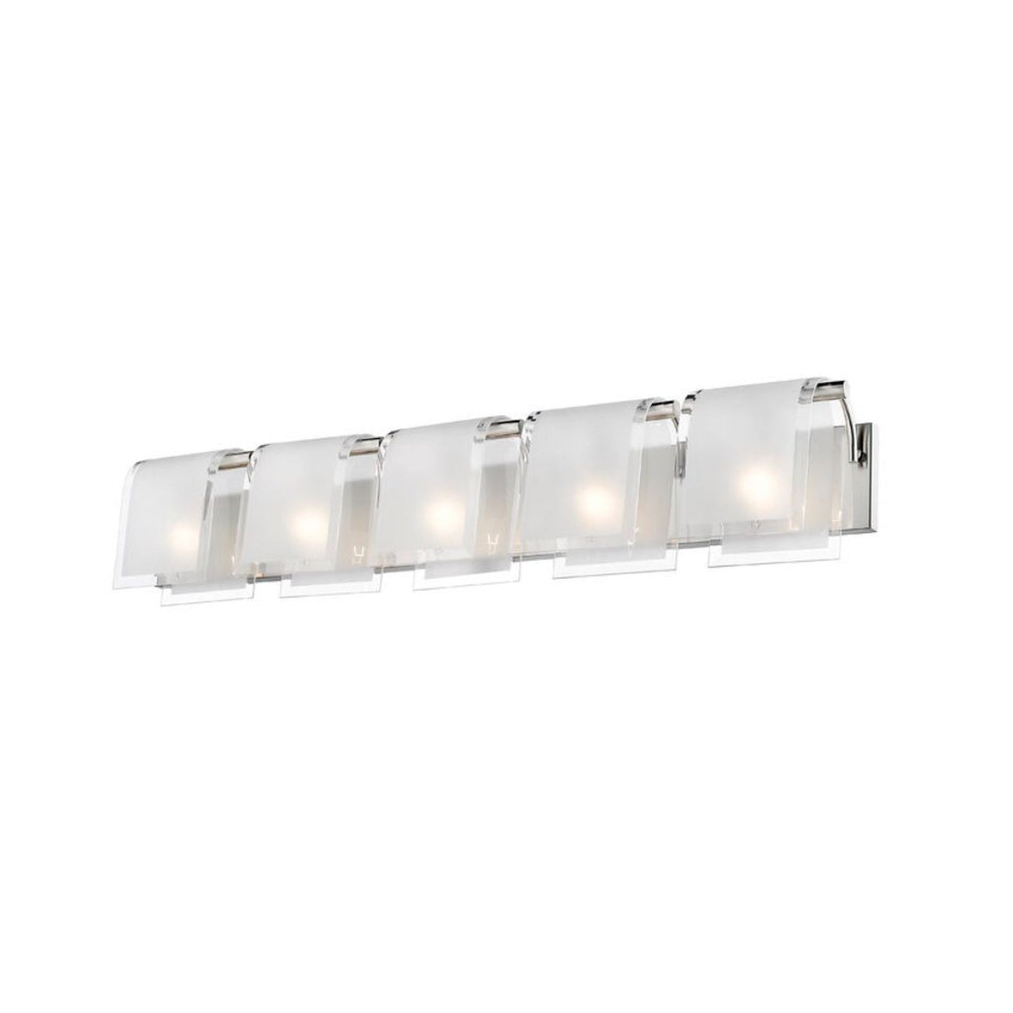 Z-Lite Zephyr 38" 5-Light Brushed Nickel Vanity Light With Clear Beveled and Frosted Glass Shade