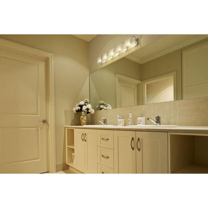 Z-Lite Zephyr 38" 5-Light Brushed Nickel Vanity Light With Clear Beveled and Frosted Glass Shade