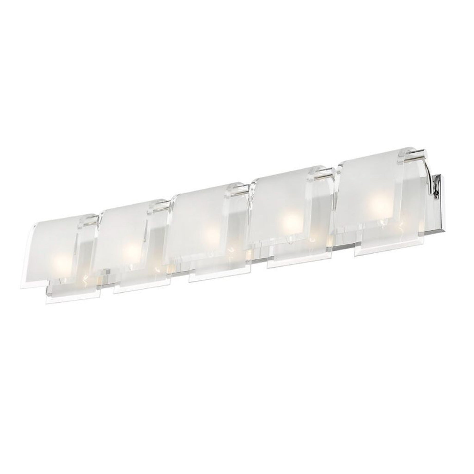 Z-Lite Zephyr 38" 5-Light Chrome Vanity Light With Clear Beveled and Frosted Glass Shade