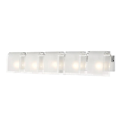 Z-Lite Zephyr 38" 5-Light Chrome Vanity Light With Clear Beveled and Frosted Glass Shade