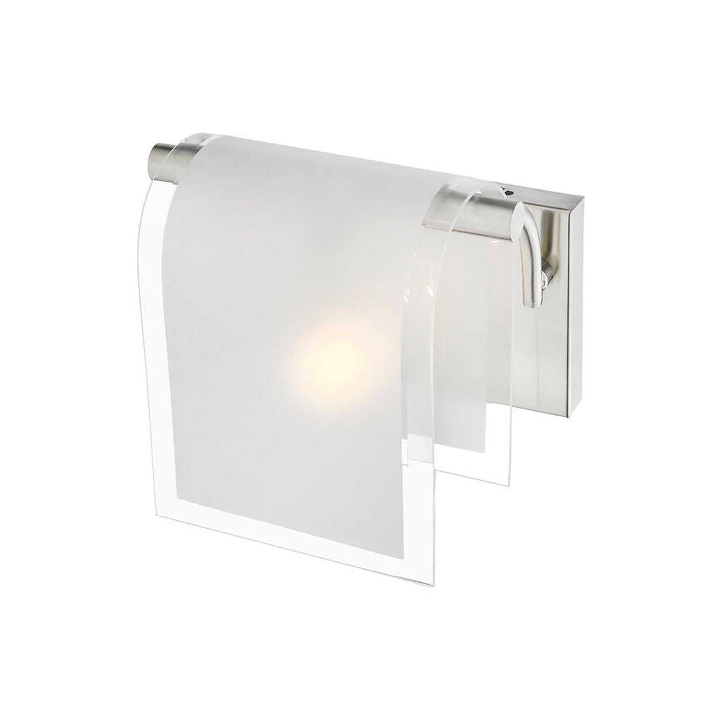 Z-Lite Zephyr 8" 1-Light Brushed Nickel Wall Sconce With Clear Beveled and Frosted Glass Shade
