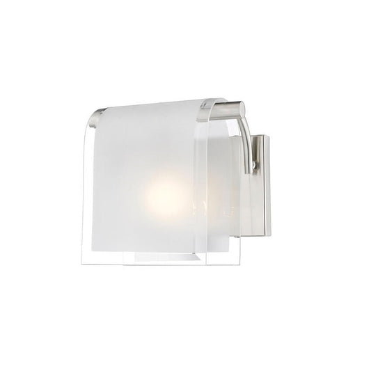 Z-Lite Zephyr 8" 1-Light Brushed Nickel Wall Sconce With Clear Beveled and Frosted Glass Shade