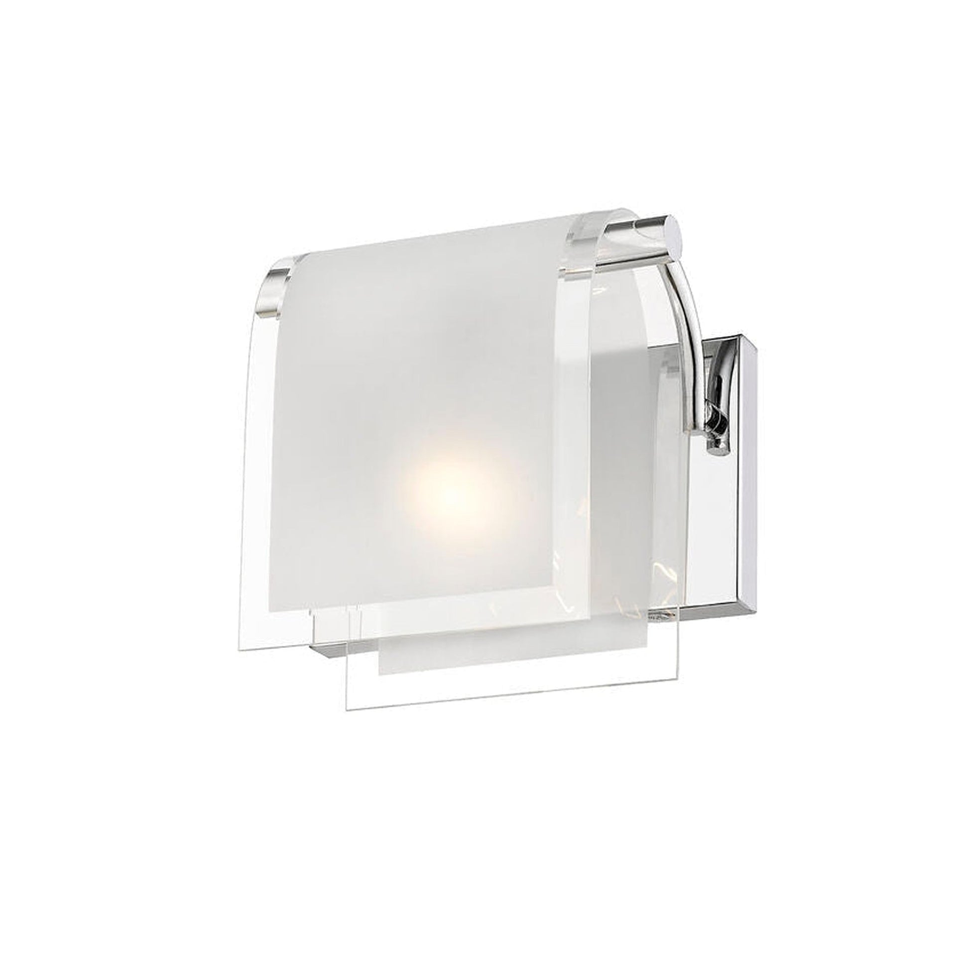 Z-Lite Zephyr 8" 1-Light Chrome Wall Sconce With Clear Beveled and Frosted Glass Shade