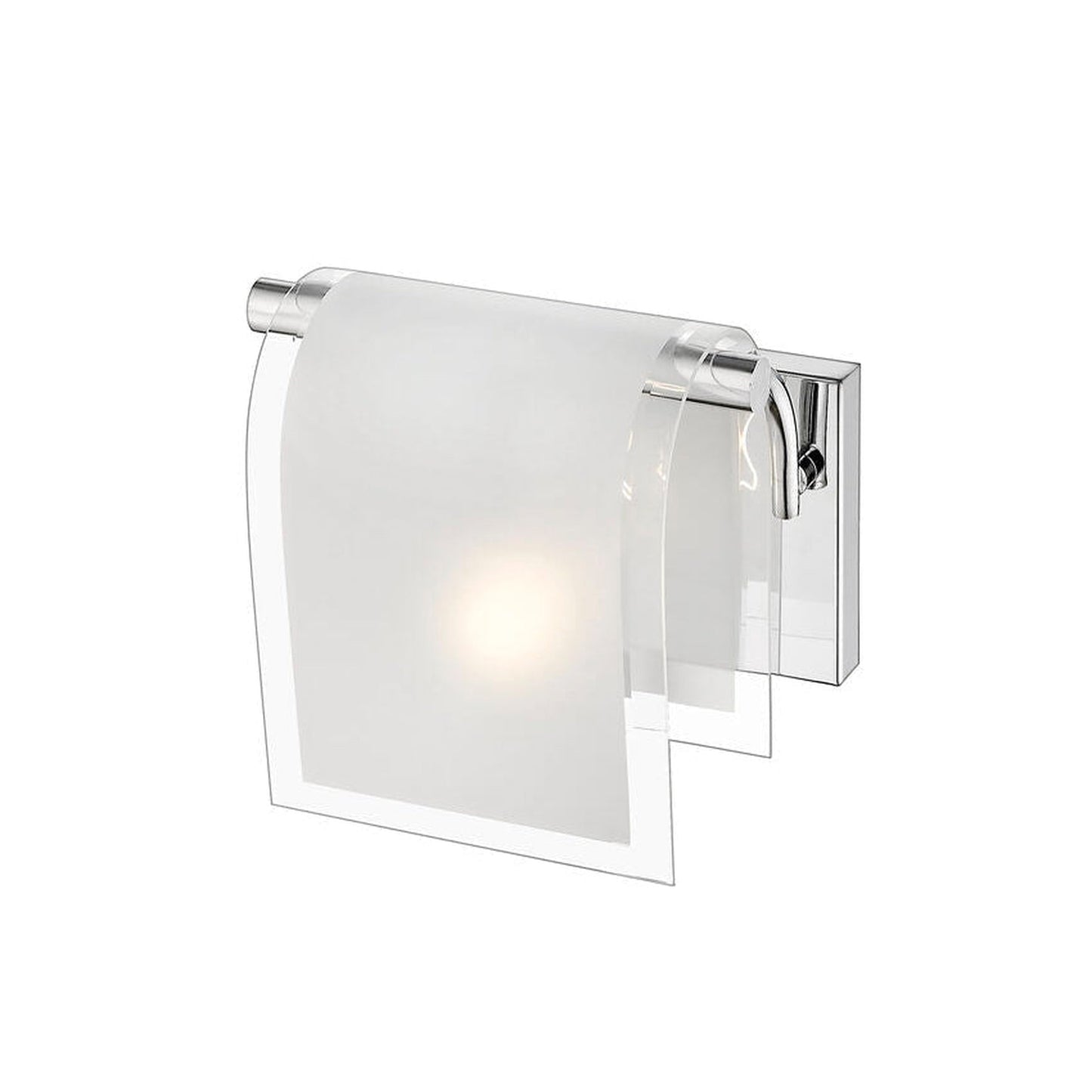 Z-Lite Zephyr 8" 1-Light Chrome Wall Sconce With Clear Beveled and Frosted Glass Shade