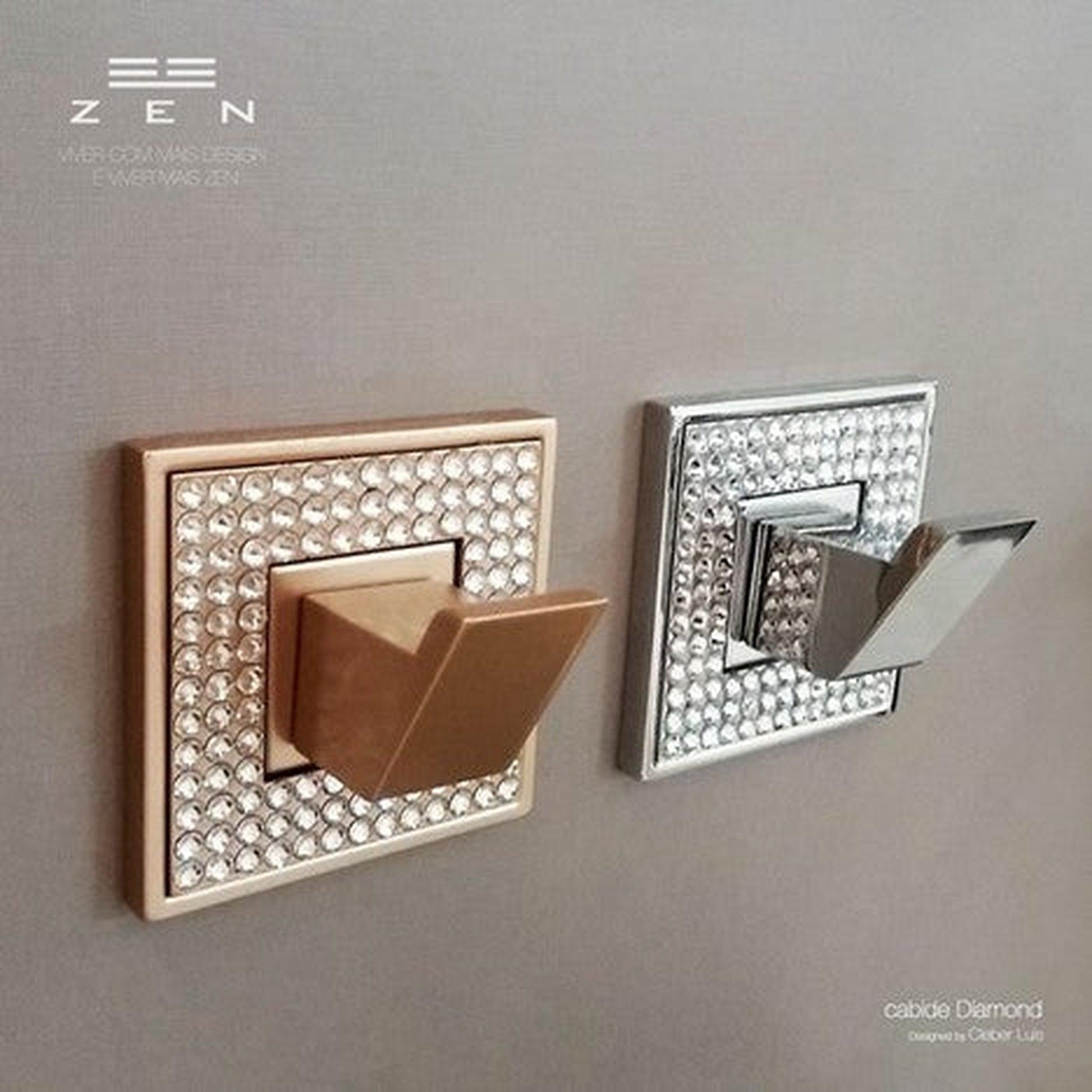 ZEN Design Diamond 3" x 3" Polished Chrome Wall-Mounted Hook