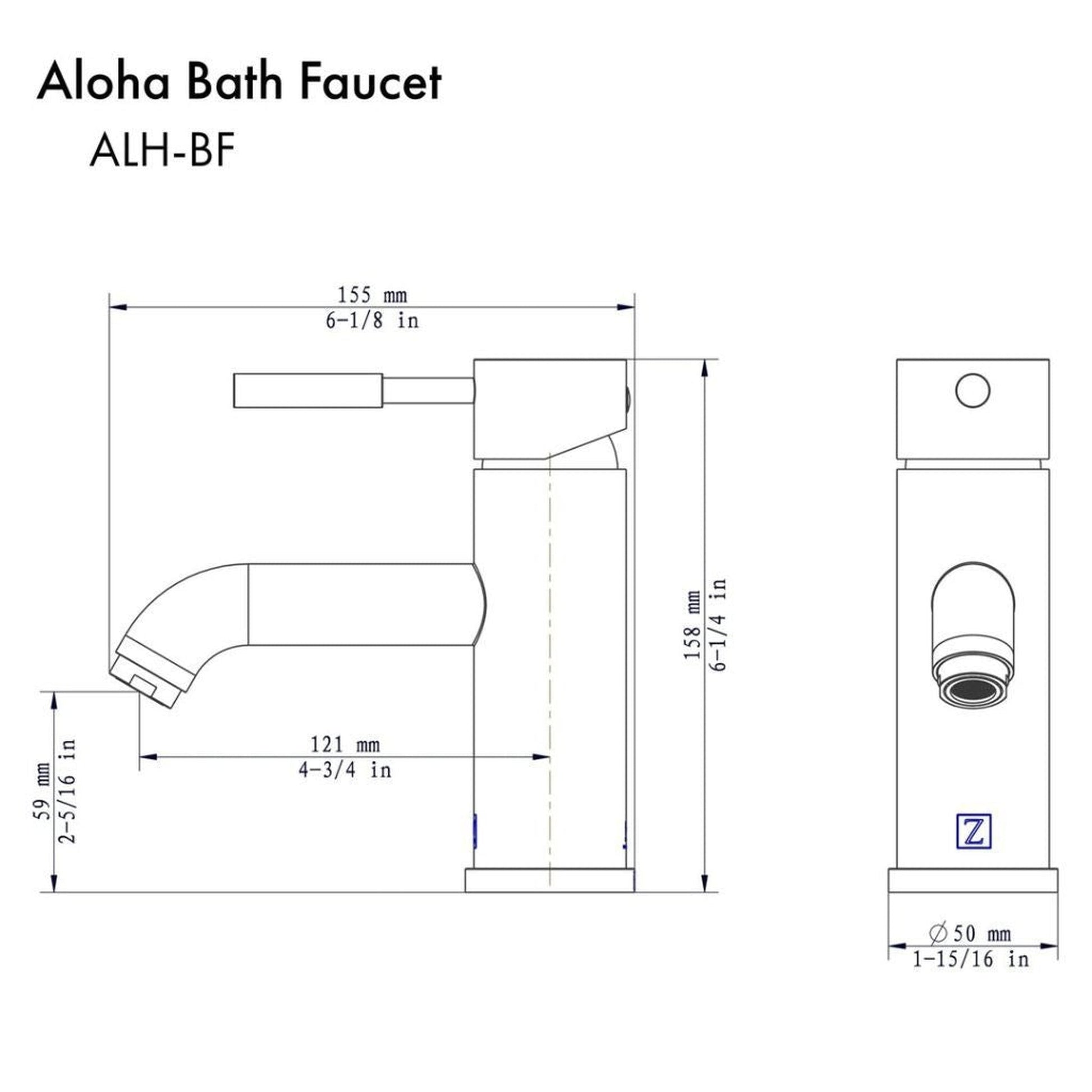 ZLINE Aloha Single Hole 1.5 GPM Matte Black Bathroom Sink Faucet With Drain
