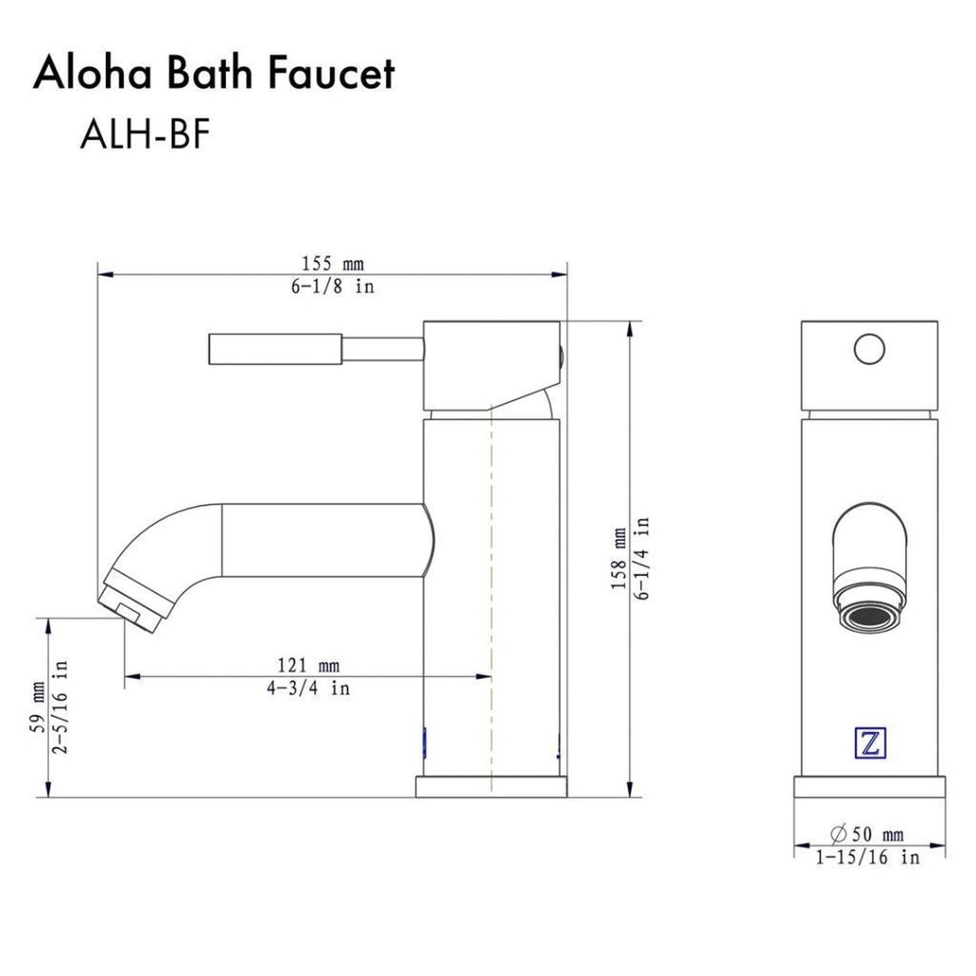 ZLINE Aloha Single Hole 1.5 GPM Polished Gold Bathroom Sink Faucet With Drain