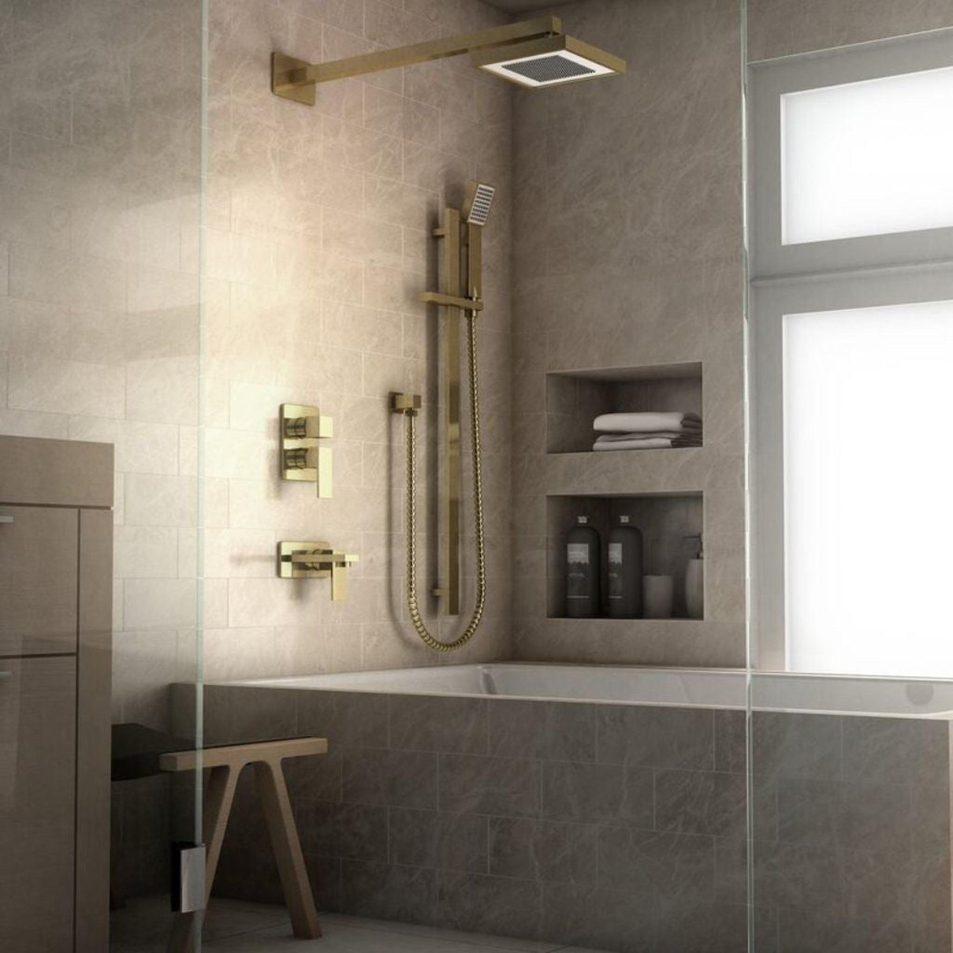 ZLINE Bliss Polished Gold Rain Shower System With Rough-in Valve