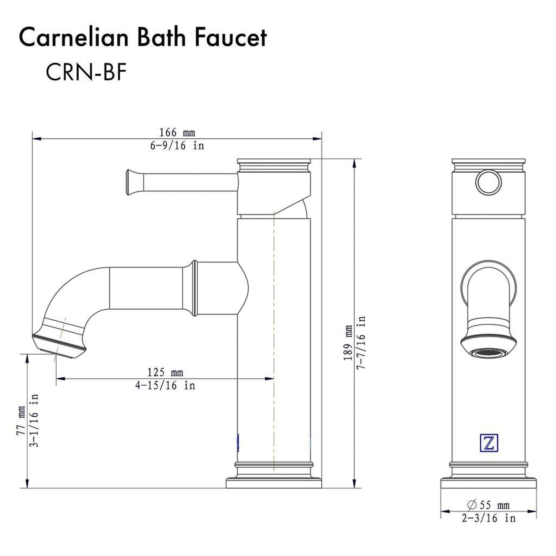 ZLINE Carnelian Single Hole 1.5 GPM Chrome Bathroom Faucet With Drain