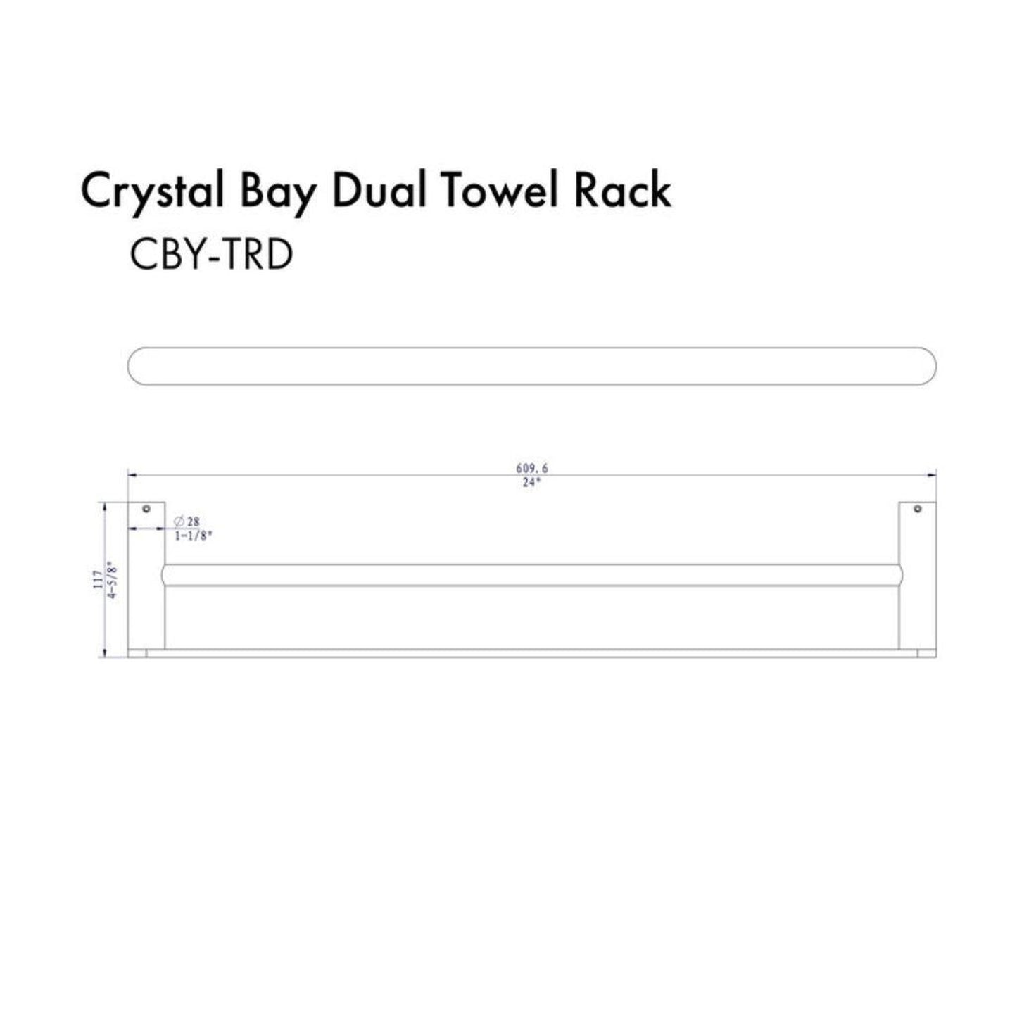 ZLINE Crystal Bay Chrome Double Towel Bar