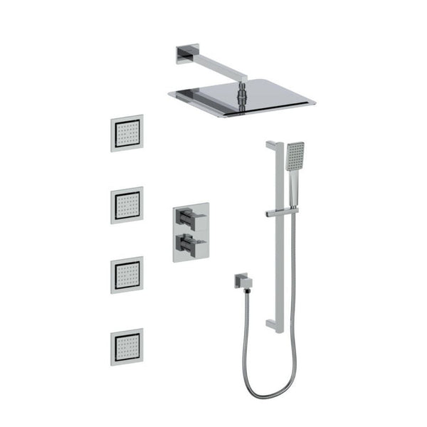 ZLINE Crystal Bay Chrome Thermostatic Rain Shower System With 4 Body Jets