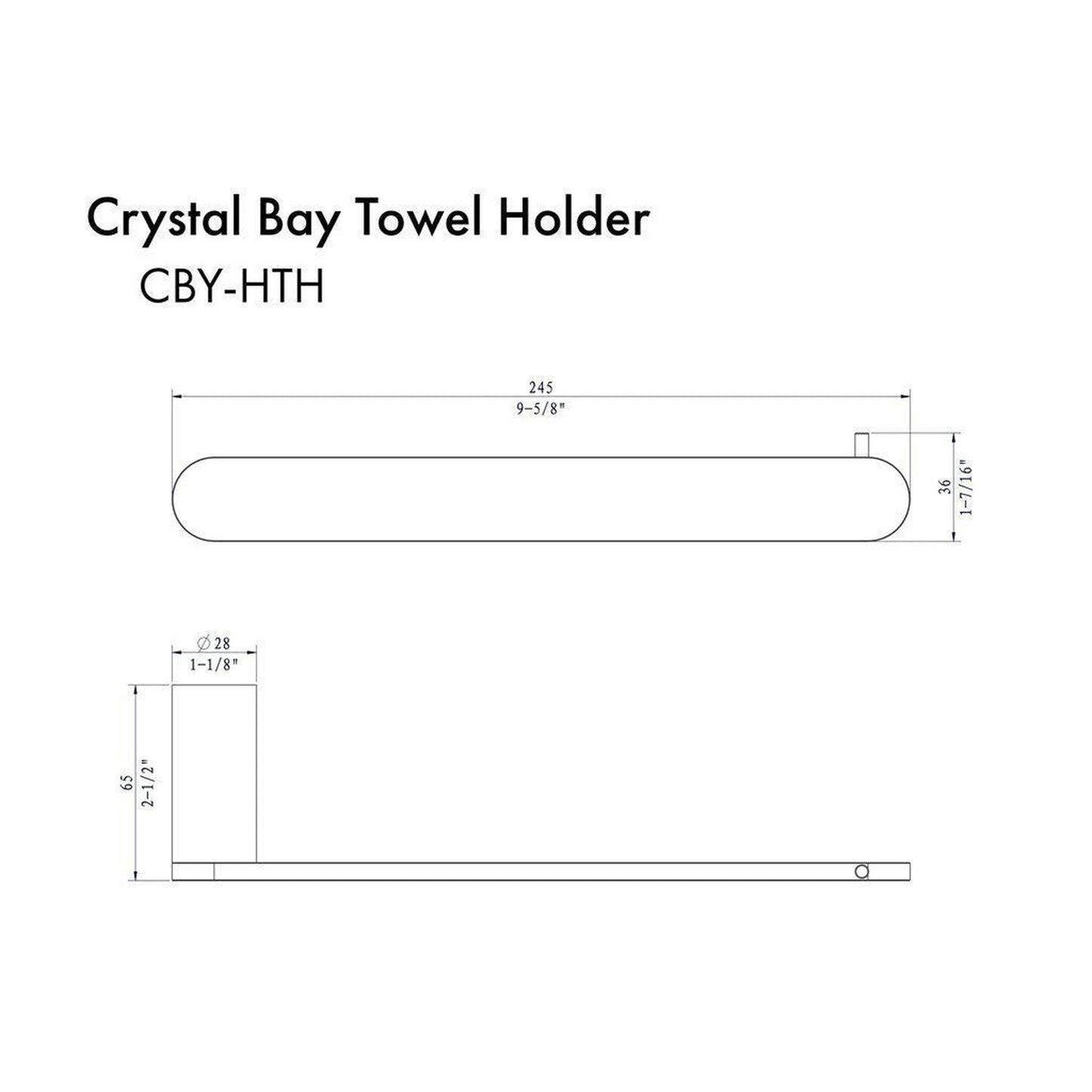 ZLINE Crystal Bay Gun Metal Hand Towel Holder