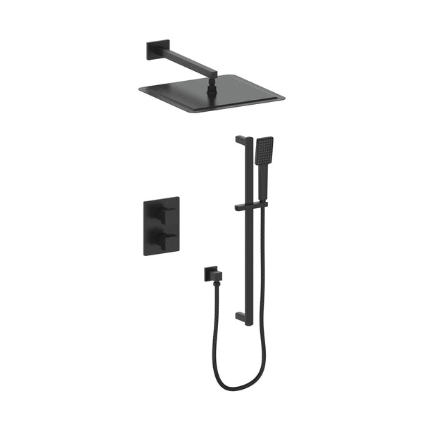 ZLINE Crystal Bay Matte Black Thermostatic Rain Shower System