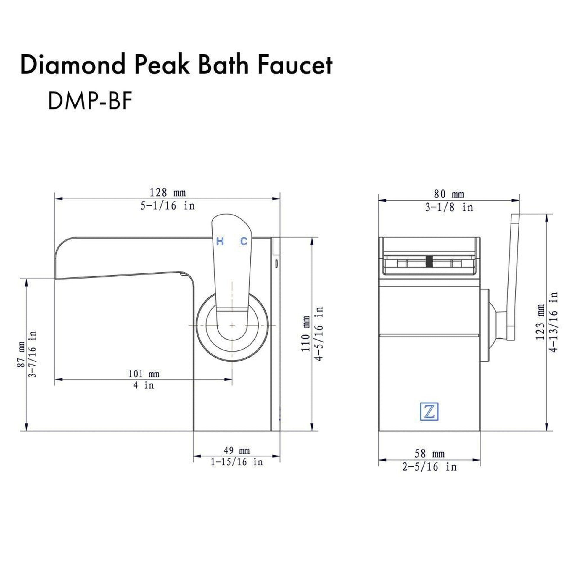 ZLINE Diamond Peak Single Hole 1.5 GPM Brushed Nickel Bathroom Faucet With Drain