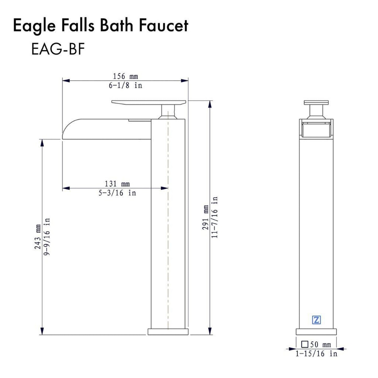 ZLINE Eagle Falls Gun Metal Single Hole 1.5 Gpm Bathroom Faucet With Drain