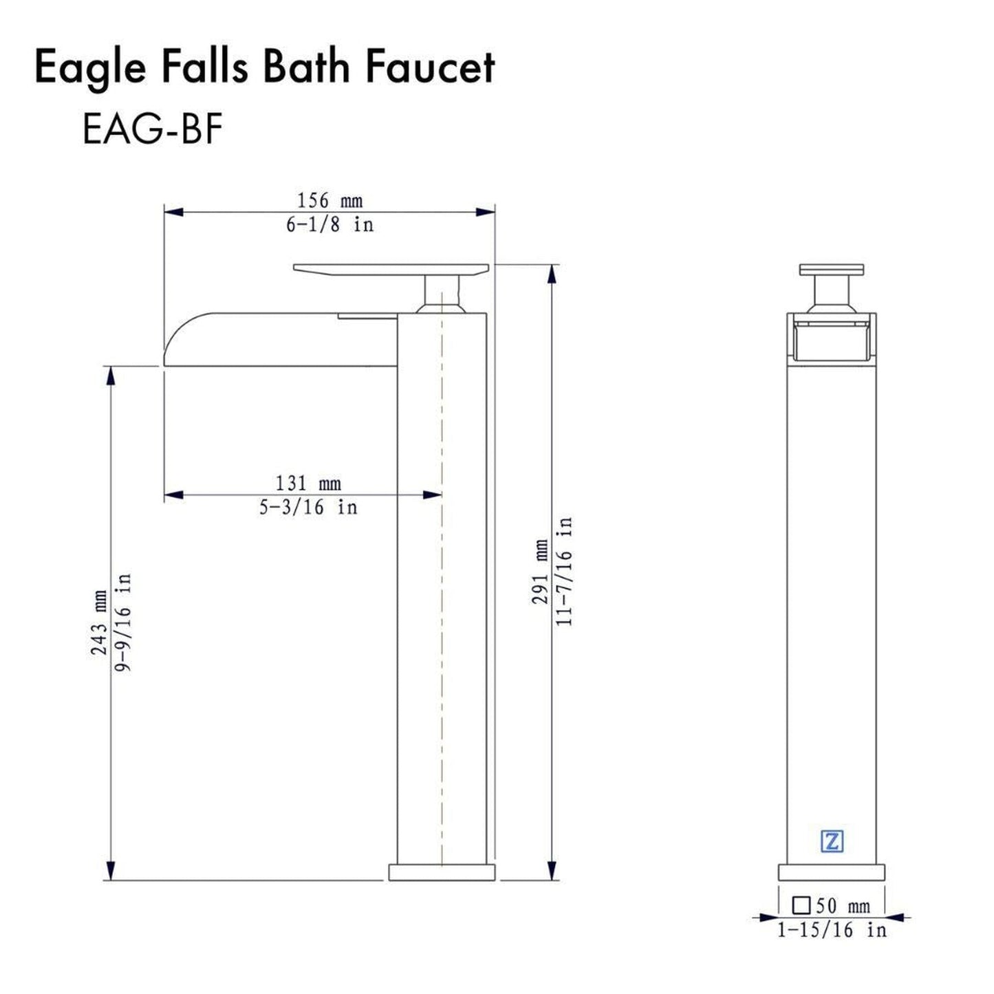 ZLINE Eagle Falls Single Hole 1.5 GPM Chrome Bathroom Faucet With Drain